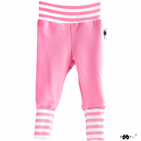 Baby Sweatpants Hosen Sisu, Farbe pink weiss, Marke Paapii, Biobaumwolle, nachhaltig hergestellt